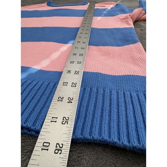 J.Crew Men's Striped Knit Heritage Cotton Crewneck Sweater M Blue Pink Preppy - Picture 8 of 8